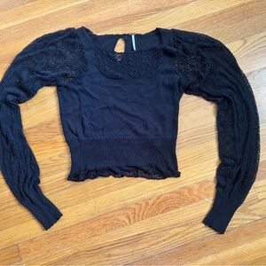 Free People Black Cowl Neck Sweater